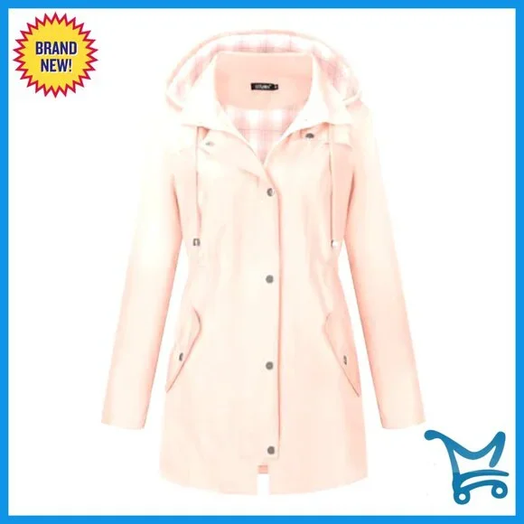 Waterproof Hooded Rain Jacket Lightweight Windproof Lined Hiking Outdoor